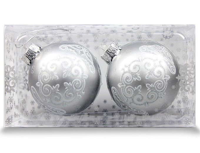 Набор из двух шаров с серебрянным орнаментом