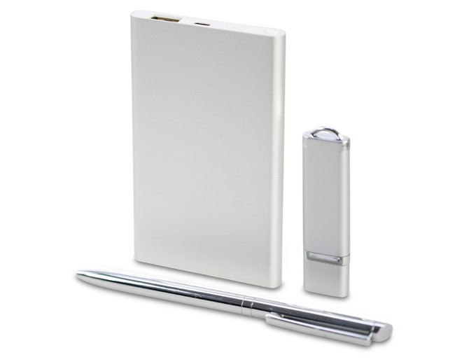 Набор: Ручка(чёрная паста) + Портативное зарядное устройство 4 000 mAh + USB флеш карта 8 GB №4